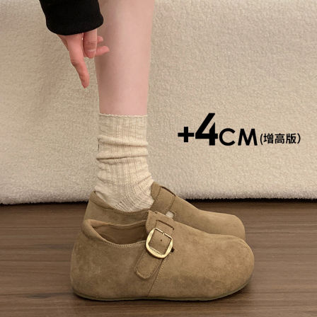 勃肯鞋女2025新款爆款冬季复古全包孕妇鞋厚底内增高一脚蹬豆豆鞋