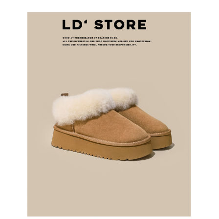 真皮羊毛~7CM内增高厚底雪地靴女冬季新款保暖加绒加厚毛毛鞋棉鞋