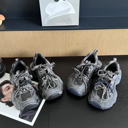 牛皮版~厚底增高老爹鞋百搭小个子复古运动鞋圆头系带休闲跑步鞋