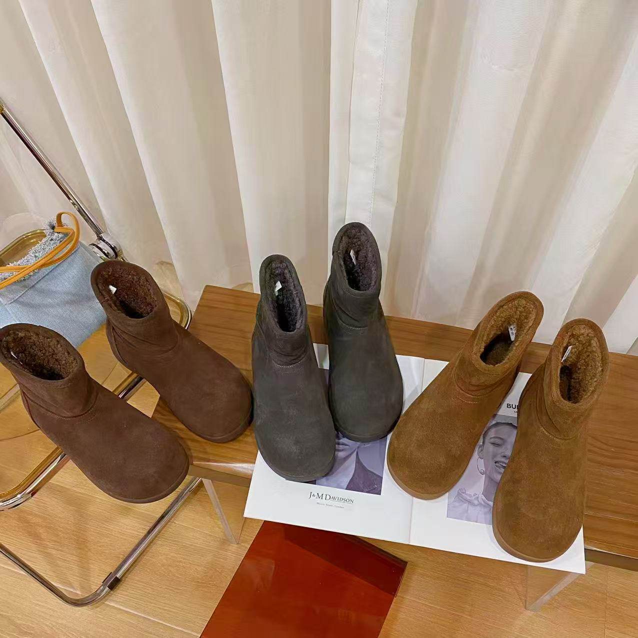 VK定制 欧洲站高档头层牛皮粗跟时尚短靴女120-188主图