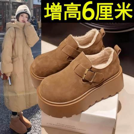 松糕厚底加绒勃肯鞋女2025冬季新款复古一脚蹬乐福博肯棉鞋女