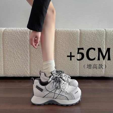 厚底老爹鞋女款2025新款爆款冬季加绒休闲增高鞋登山运动真皮女鞋