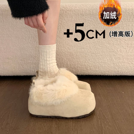 巨好看厚底内增高加绒白色勃肯鞋子女2025新款冬季雪地靴毛毛棉鞋