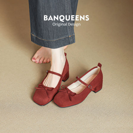 半曲红色高跟鞋女气质高级不累脚女2025新款婚鞋新娘鞋玛丽珍单鞋