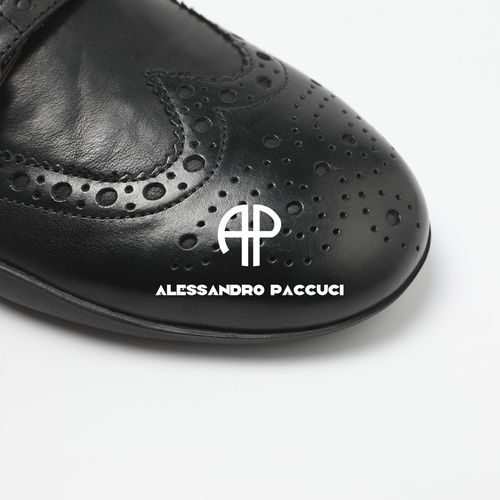 AP洛哥53146XP牛皮圆头雕花扣饰复古时尚乐福百搭纯色平底单鞋主图