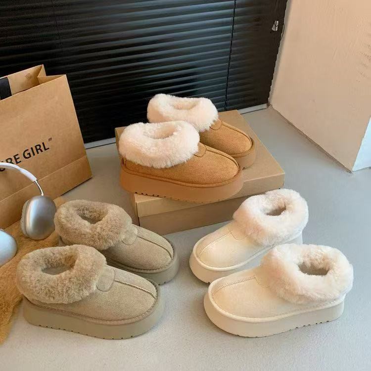 熙薇品牌2025秋冬新款舒适百搭时尚厚底中帮毛绒雪地靴H6853主图