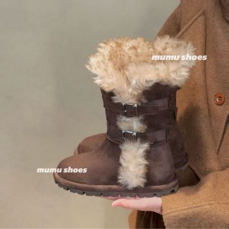mumu「新年战靴」韩订重工～2025设计师内增高雪地靴两穿保暖毛毛靴