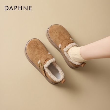 达芙妮加绒勃肯鞋女款2025冬季新款厚底保暖雪地靴软底毛毛鞋子