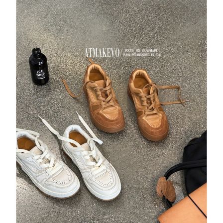 吕小布 | 极简老钱风小白鞋  御寒真皮休闲运动时尚面包板鞋0719