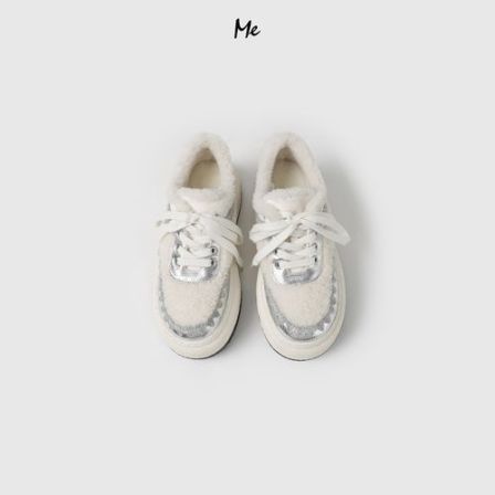 ME【泰迪贝壳鞋（加绒）】羊羔毛厚实保暖增高百搭毛绒鞋子MESA4865