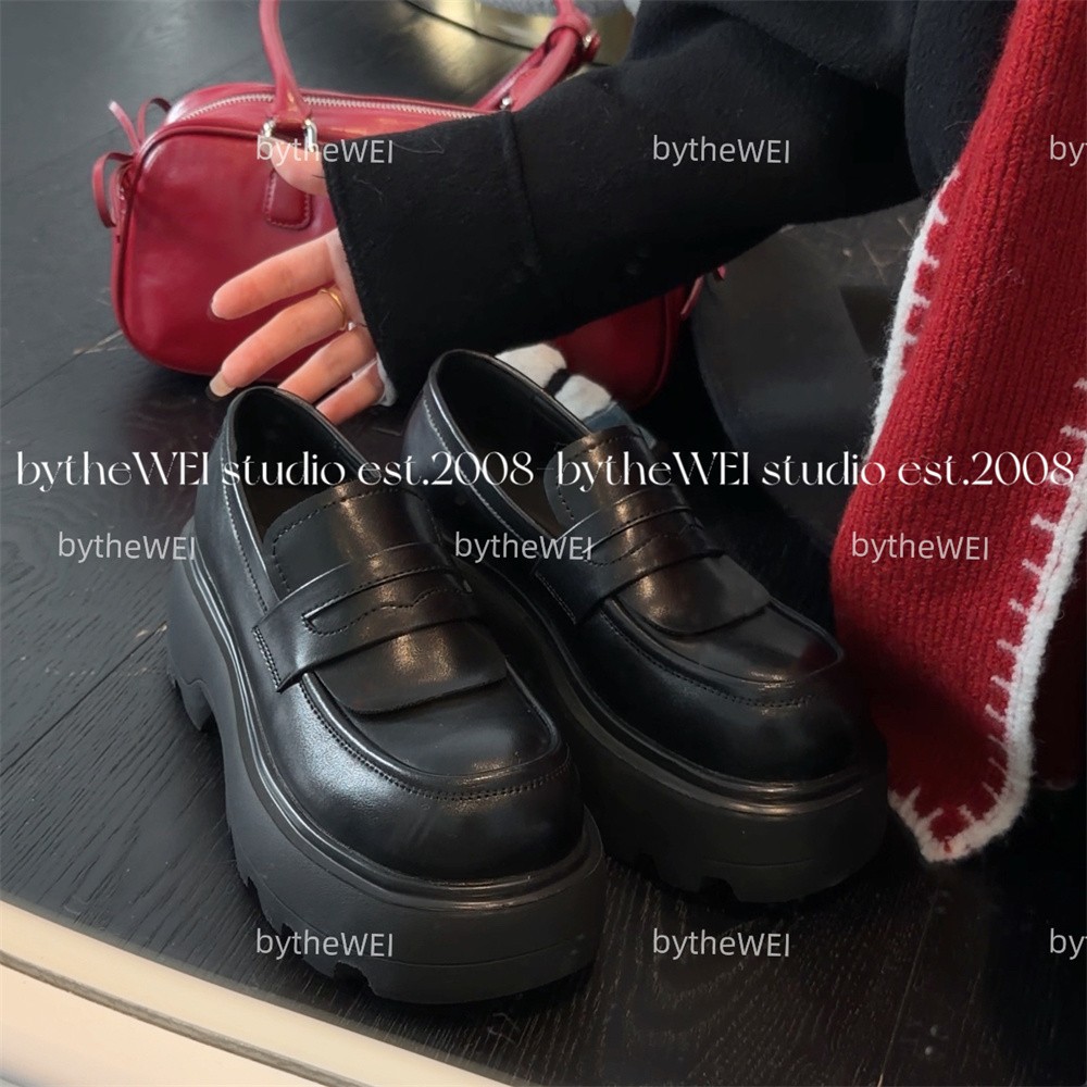 bytheWEI【方糖乐福】7cm～增高厚底黑色小皮鞋乐福鞋女2026早春新款主图