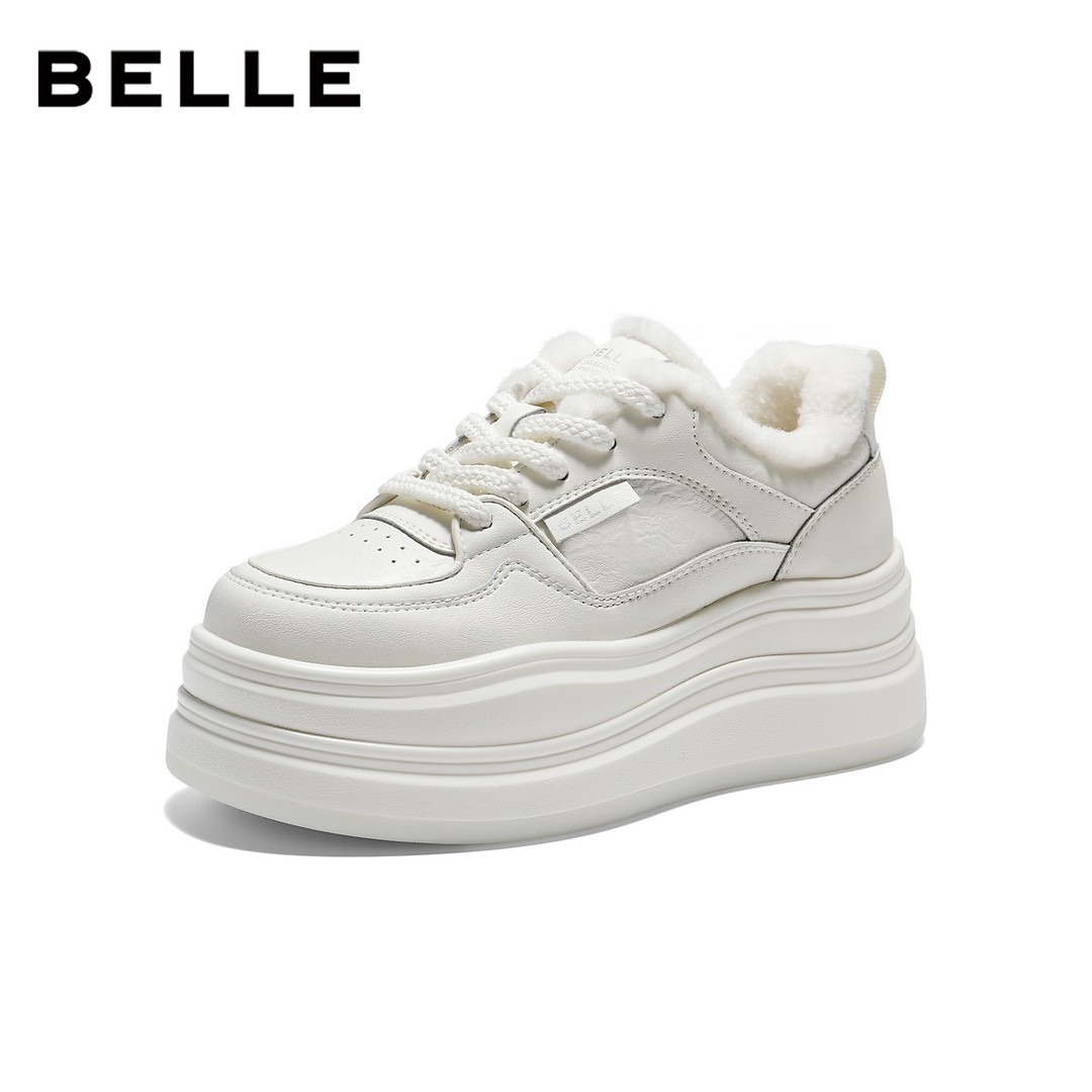 百丽简约百搭小白鞋女2026春新厚底增高舒适休闲板鞋B3012AM6主图