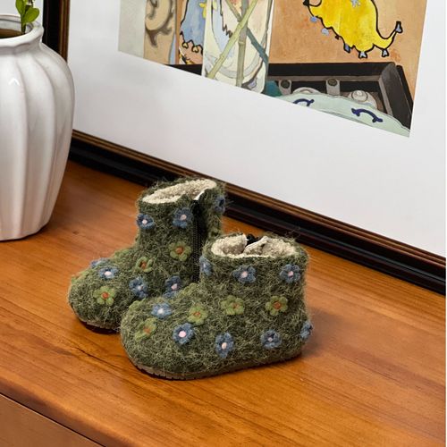 奇诺鼠冬季幼儿女童童鞋精致花卉百搭加绒保暖新款棉鞋1723M主图