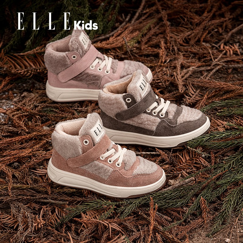 ELLEkids童鞋儿童棉鞋保暖冬季女童鞋子加绒男童板鞋EFC5M9016主图