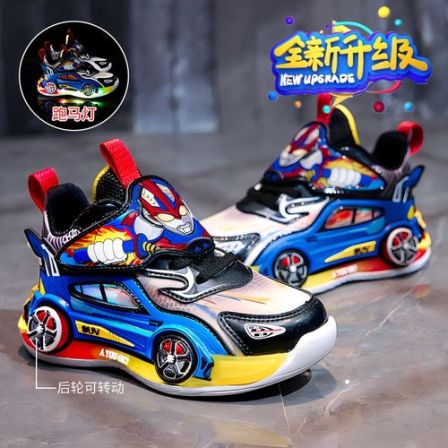 奥特曼鞋子2025秋冬新款男童亮灯鞋防水皮面儿童运动鞋发光鞋炸街