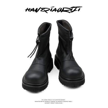 韩桥日记[幽渊系列]-“暗涌”基础款厚底一脚蹬套筒短靴雪地靴冬