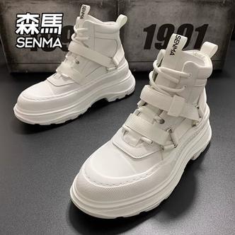 SENMA/森马男鞋2026冬季新款百搭潮厚底增高男款高帮防滑休闲板鞋