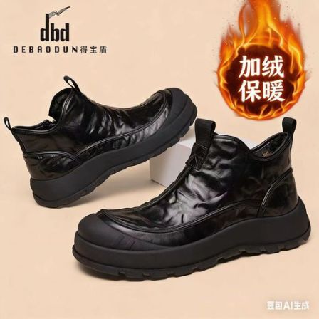 意式轻奢！【头层牛皮】广州快时尚男士休闲鞋加绒保暖棉鞋商务通勤