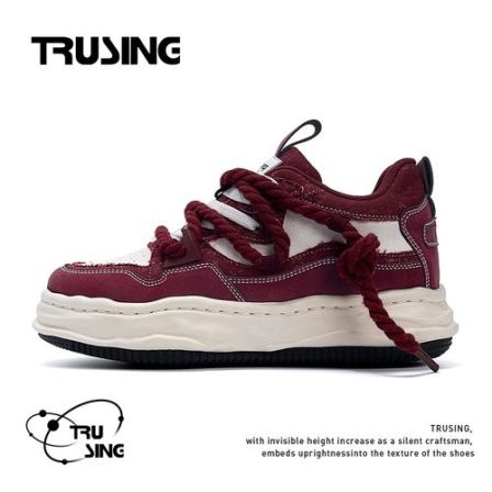 TRUSING隐形增高板鞋春季潮流时尚厚底百搭韩版痞帅白红设计男鞋