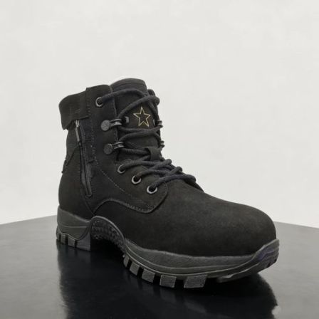 Jinho/金猴新款黑色磨砂面中帮户外徒步靴登山靴耐磨鞋越野骑手鞋