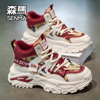 SENMA/森马高帮男鞋冬季休闲跑步运动鞋青少年高级感厚底老爹潮鞋