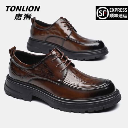 唐狮男鞋2026春季新款英伦风商务正装德比内增高潮流新郎结婚皮鞋