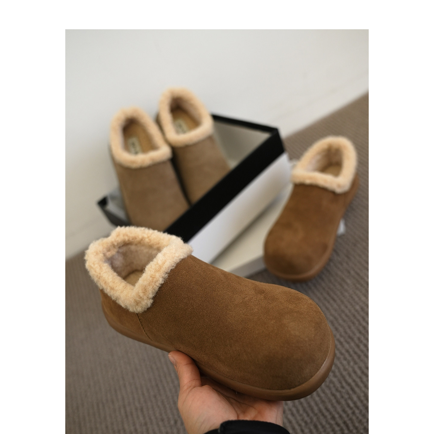 告别5折 牛反绒！内里羊羔绒加厚软底勃肯鞋女冬＜MHYSM150主图