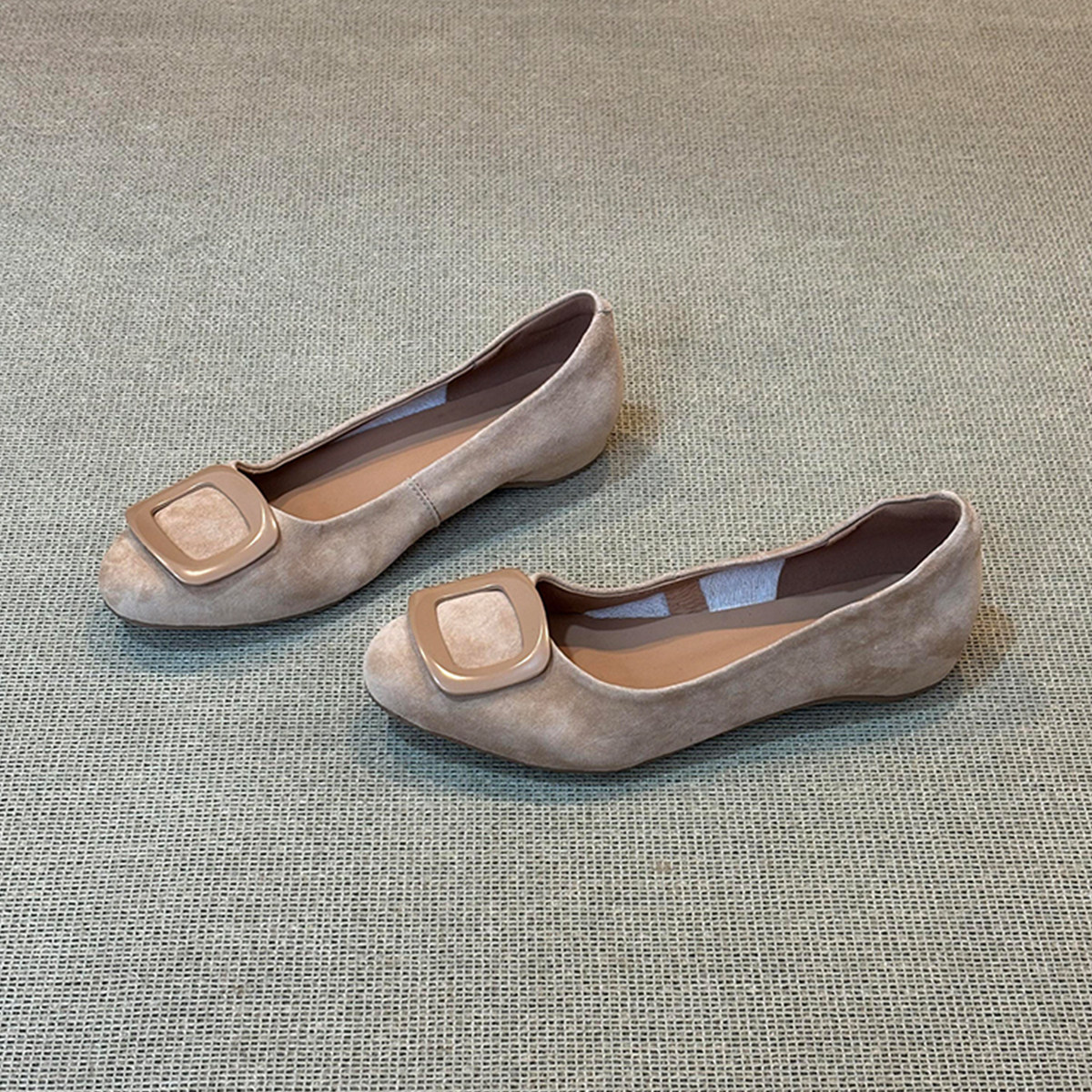 羊皮版~通勤气质轻便舒适软底晚晚鞋女内增高一脚蹬圆头显瘦单鞋主图