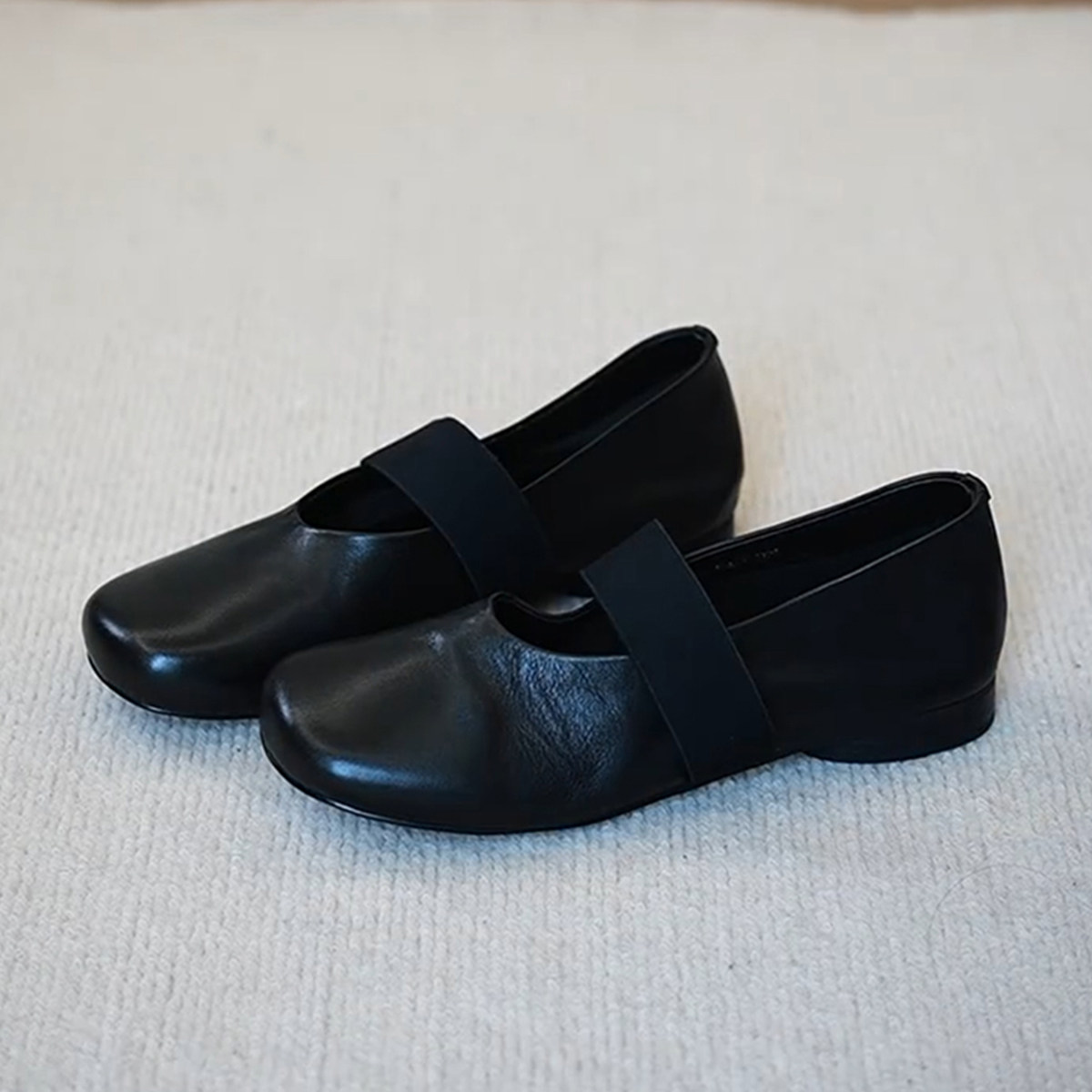 羊皮版~韩版温柔复古百搭玛丽珍鞋女小众气质一字带软底浅口单鞋主图