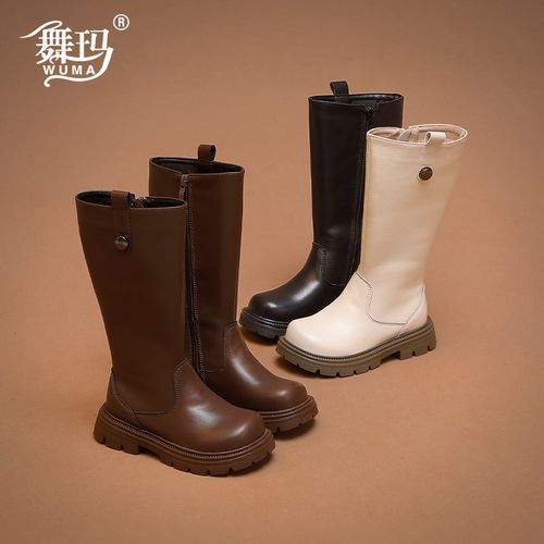 舞玛女童鞋子儿童长筒靴2025新款冬季加绒二棉保暖高筒靴子548630主图