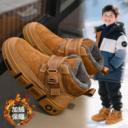 李宇新款男童鞋子冬季2025新款儿童棉鞋加绒保暖运动鞋中大童男孩