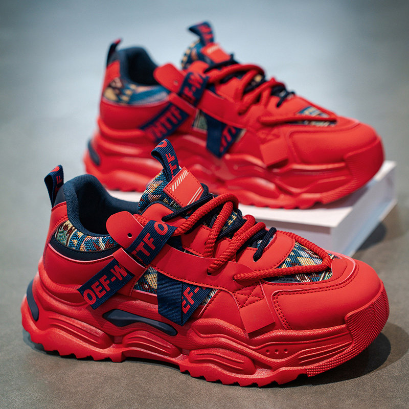 男鞋2026新款冬季本命年红色休闲运动鞋男士小众原创增高老爹潮鞋主图