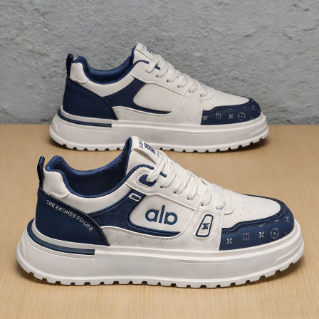 男鞋潮牌高级感防水真皮板鞋男款韩版百搭增高厚底学生运动小白鞋