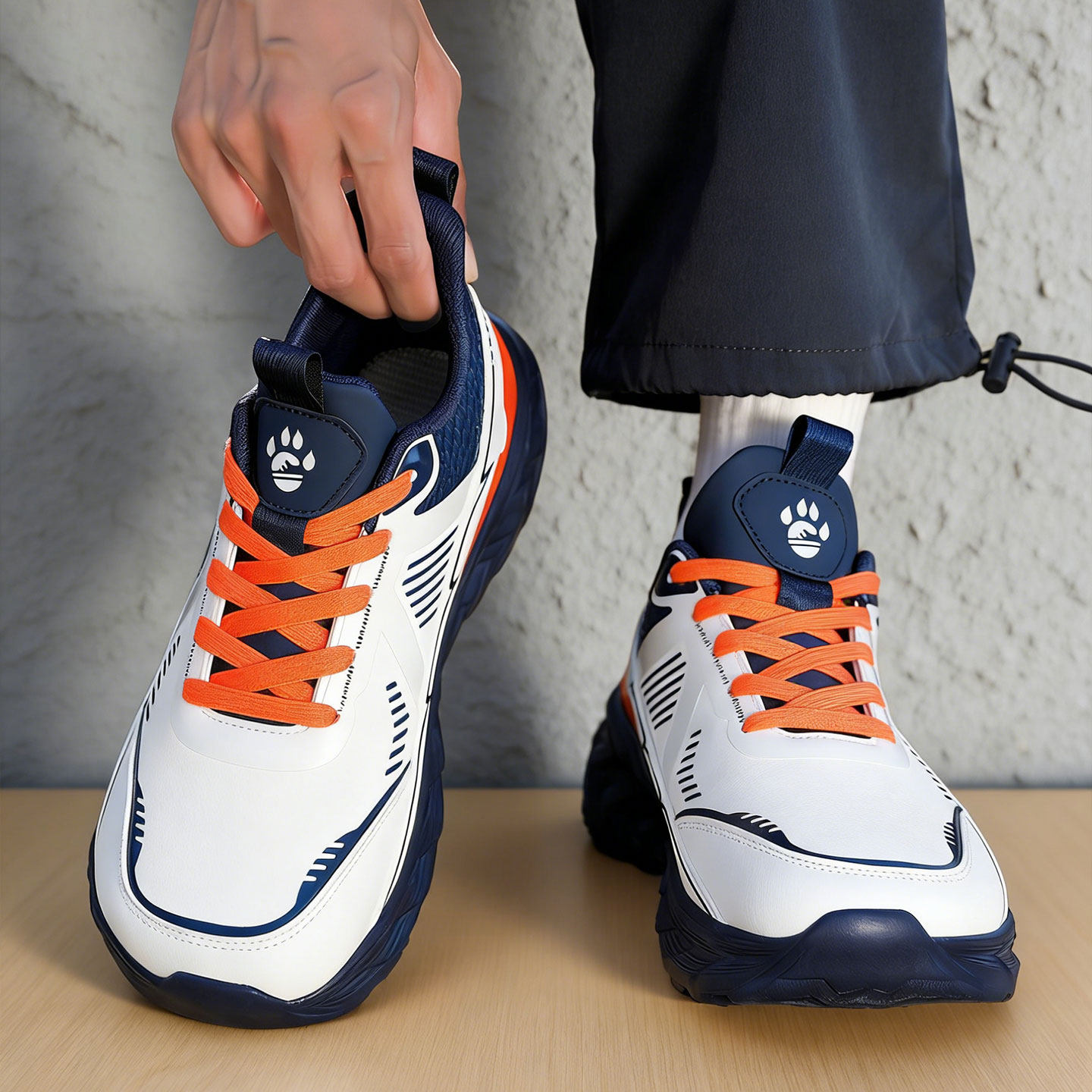 宽头运动鞋男青少年宽胖脚加宽不挤脚耐磨厚底防滑高端户外旅游鞋主图