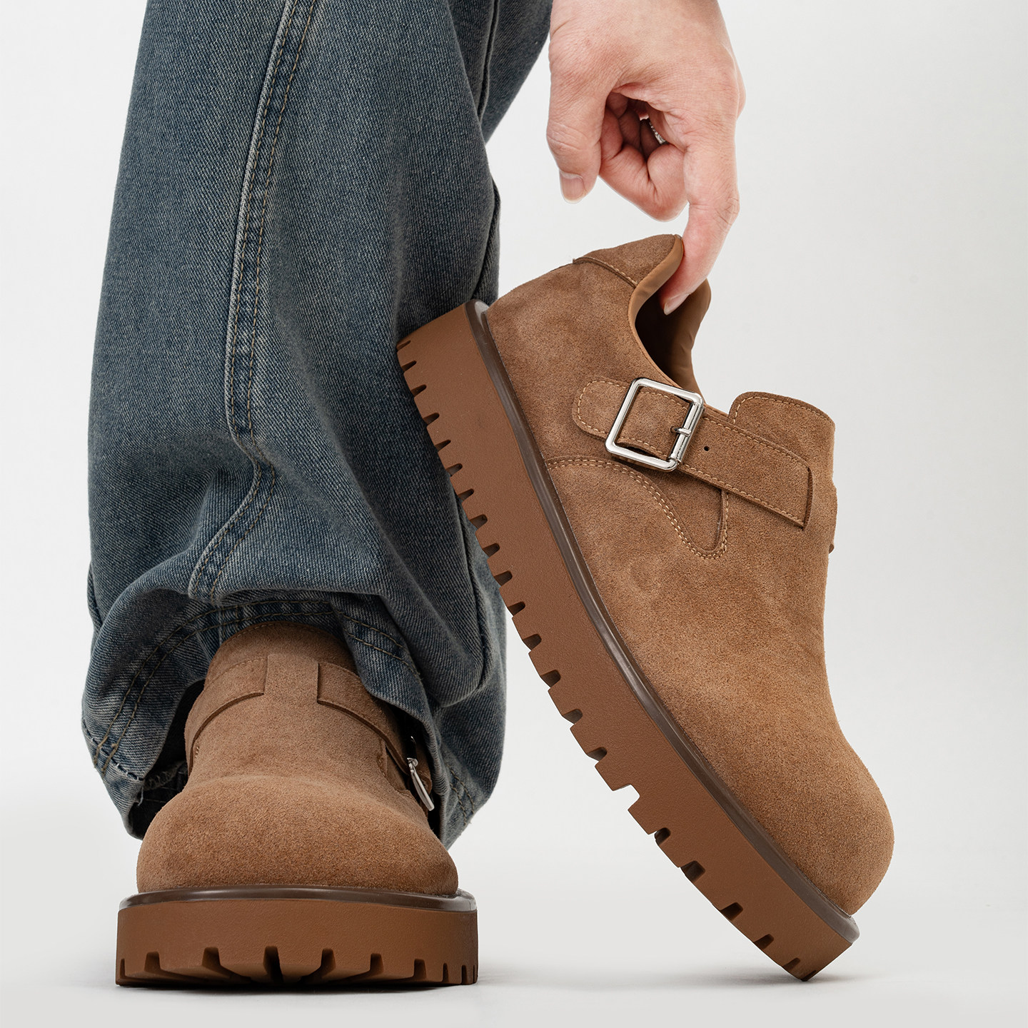 复古搭扣全包勃肯鞋男女通勤厚底乐福鞋情侣户外休闲大头穆勒鞋潮主图