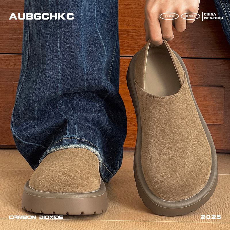 AUBGCHKC一脚蹬大头乐福鞋男女款厚底增高休闲全包两穿穆勒勃肯鞋主图