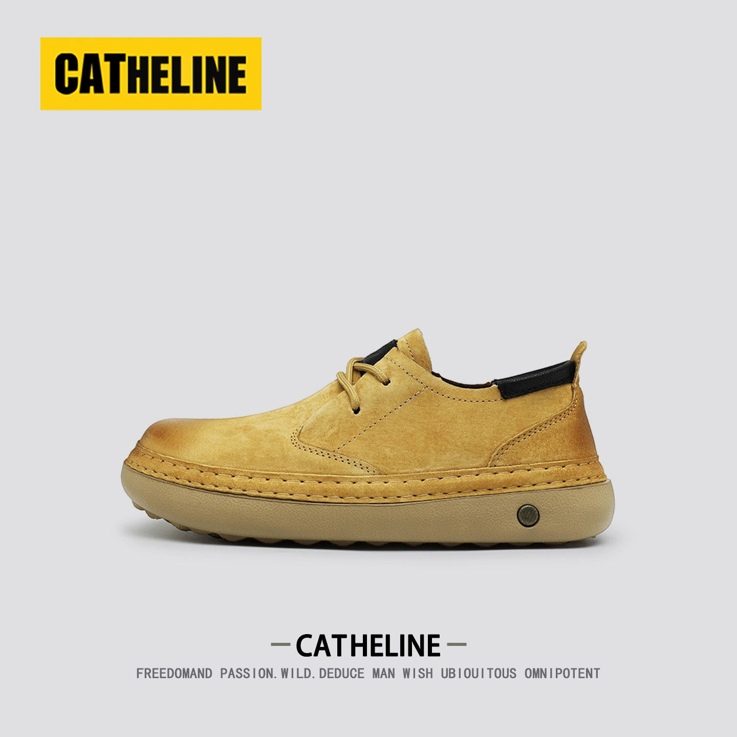 [高端真皮]美国CAT.HELINE男鞋春季新款低帮轻奢休闲老钱风工装鞋主图