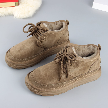 雪地靴男冬季2025新款防水防滑皮毛一体东北加绒加厚保暖高帮棉鞋