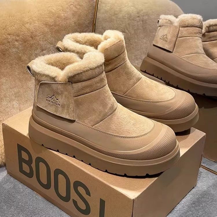 雪地靴男冬季2025新款加绒加厚保暖皮毛一体防水防滑高帮东北棉鞋主图