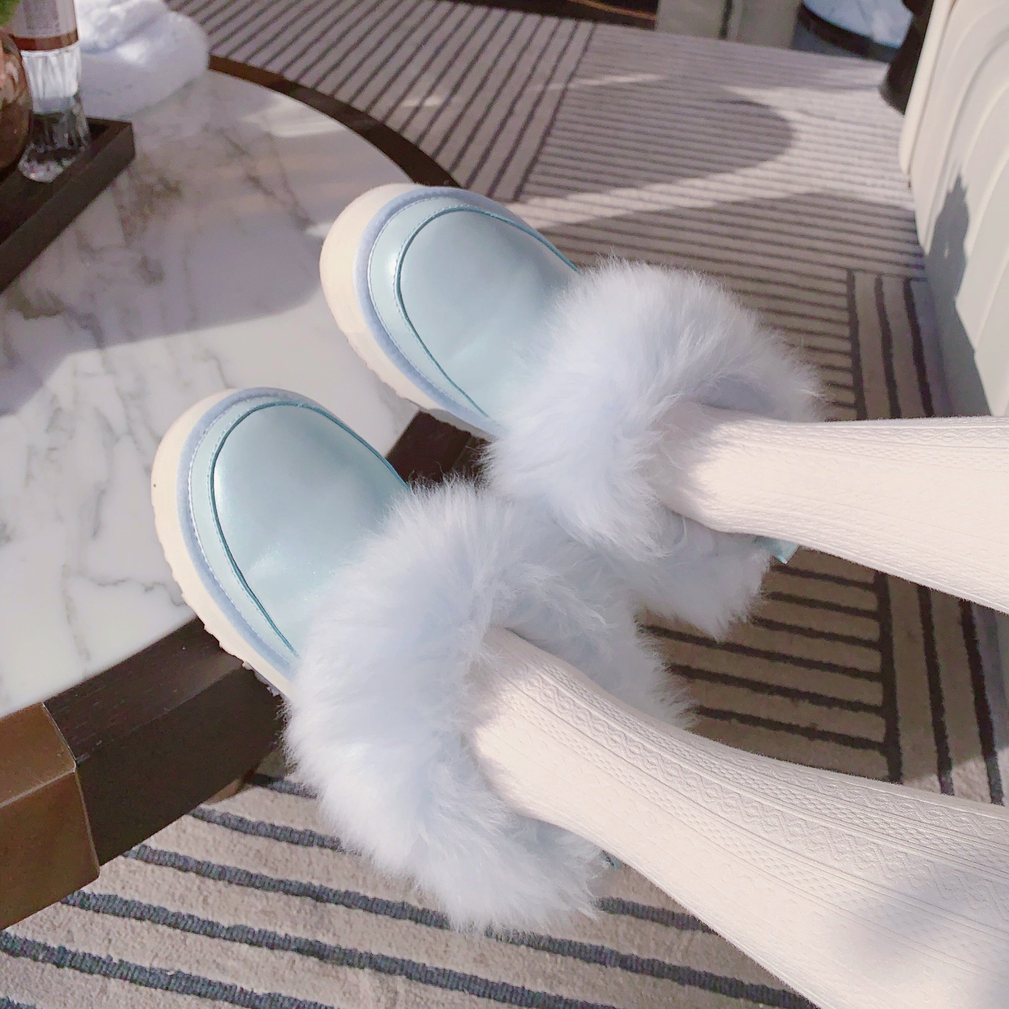 MissLuxury【漫步雪季】头层牛皮雪地靴女皮毛一体增高短靴保暖新主图