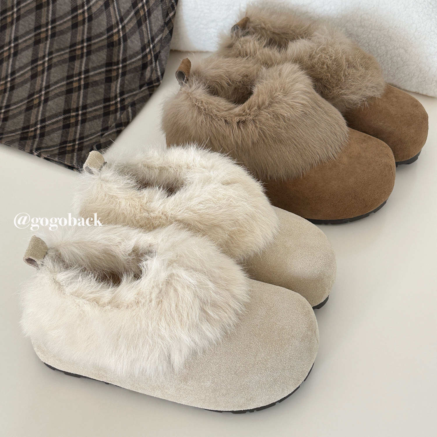 gogoback内增高加绒全包毛毛鞋女冬季百搭外穿一脚蹬保暖勃肯棉鞋主图