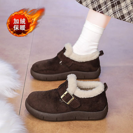 加绒保暖勃肯鞋女2025秋冬季美拉德雪地靴一脚蹬棉鞋奶奶鞋妈妈鞋