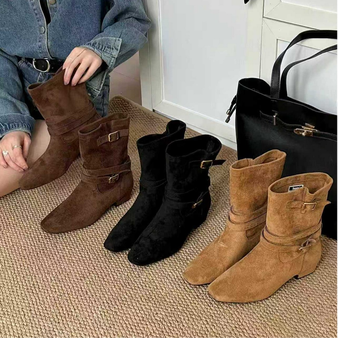 过年靴~皮草官搭气质穿搭百搭四季短靴-HGX2512366主图