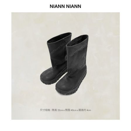  NiannNiann 四季款新品复古头层牛皮软磨砂灰尘感河马短靴16617