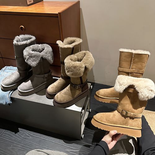 TS时尚加绒加厚长款套筒皮带扣长靴雪地靴女MTC57878C-【云】-X主图