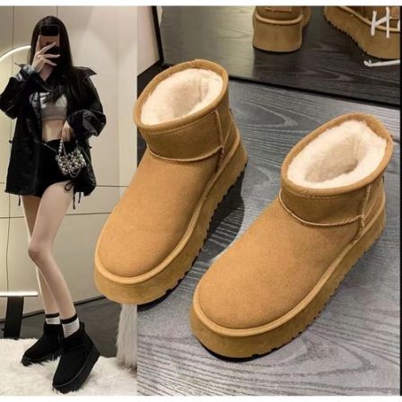 厚底雪地靴冬季百搭加绒加厚短靴 6689