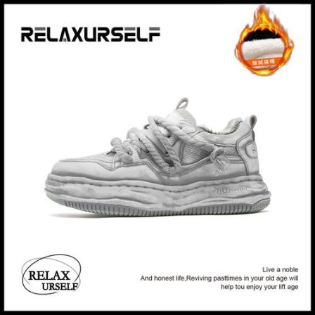 RELAXURSELF【加绒】秋冬保暖潮牌国潮鞋子百搭男鞋增高厚底鞋子