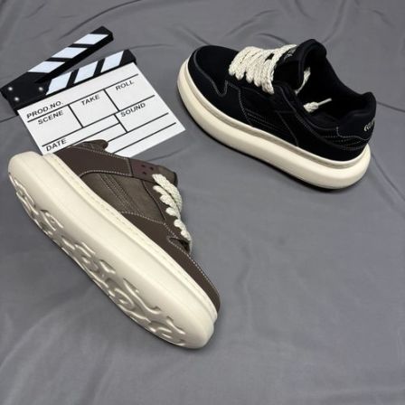 秋冬款男士厚底增高休闲板鞋纯色小白鞋复古百搭男鞋轻底时尚潮鞋