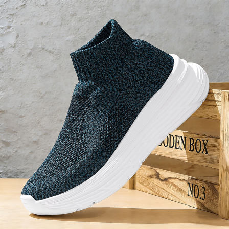 懒人一脚蹬袜子鞋大尺码46透气不脚臭男女款减震厚底休闲高筒运动鞋