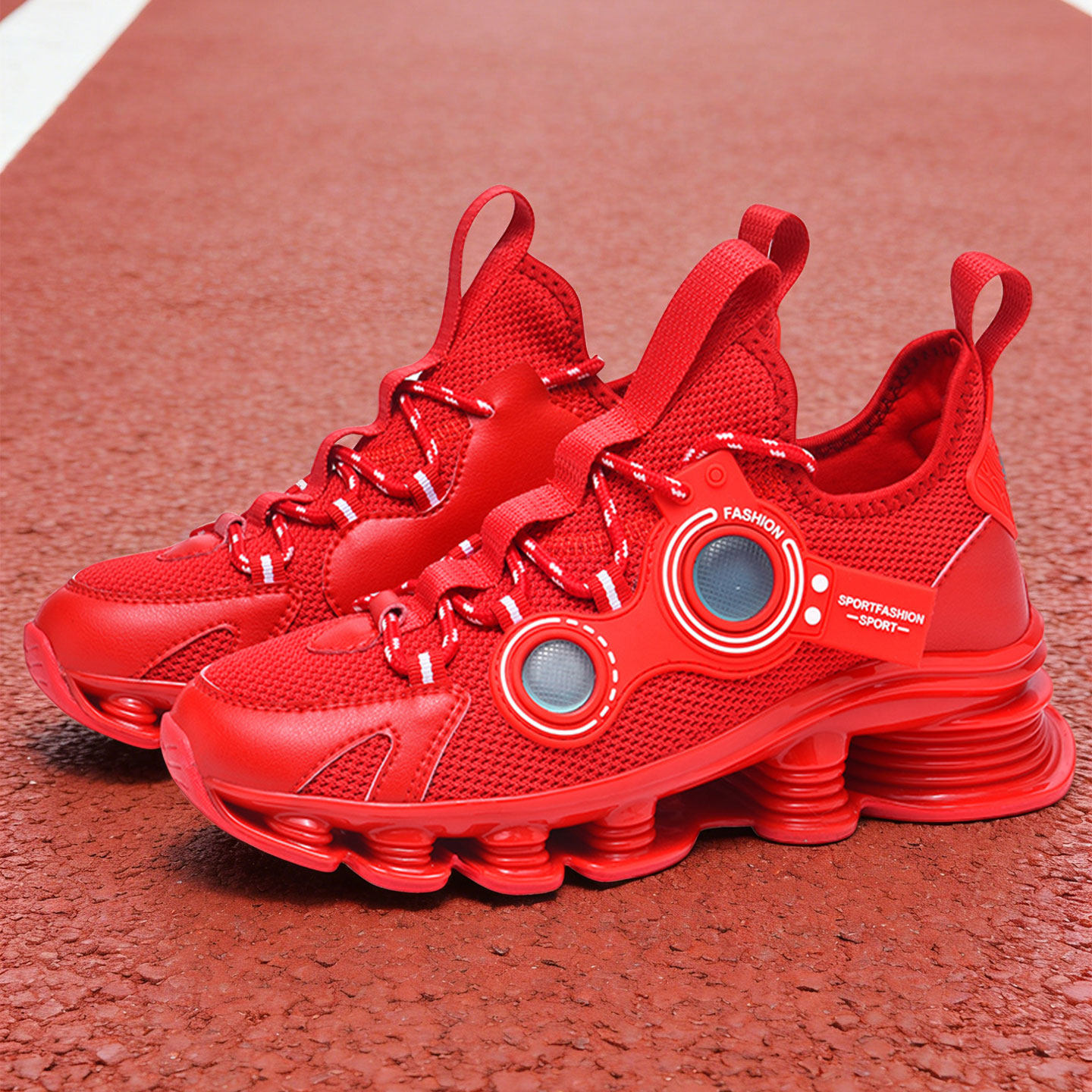 红色运动鞋男款本命年红鞋网面透气男减震防滑初中生潮流刀锋跑鞋主图